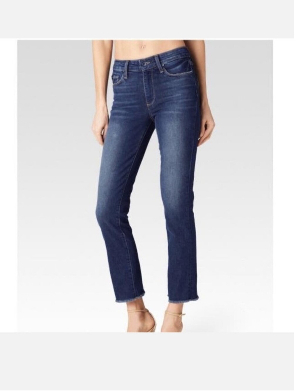 Paige Jacqueline Straight Slightly Distressed Crop Jean With Raw Edge Hem